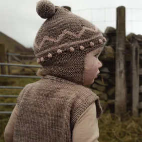 Baby & Kids Hand Knit Merino Wool Zig Zag Pointy Peak Hat - Brut/Faded Rose