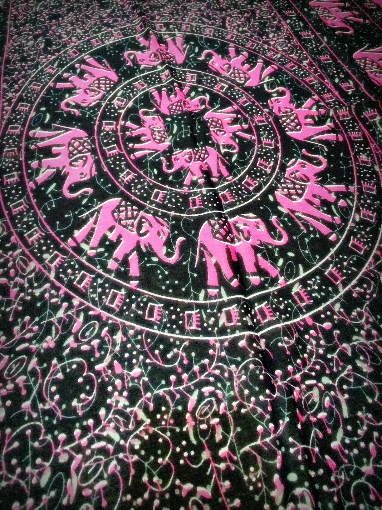 100% Organic Cotton Scarf Shawl From Thailand Elephant Mandala Pink