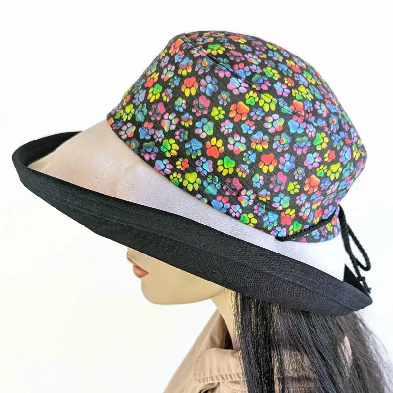 122-a Sunblocker UV summer hat sun hat featuring rainbow paws print