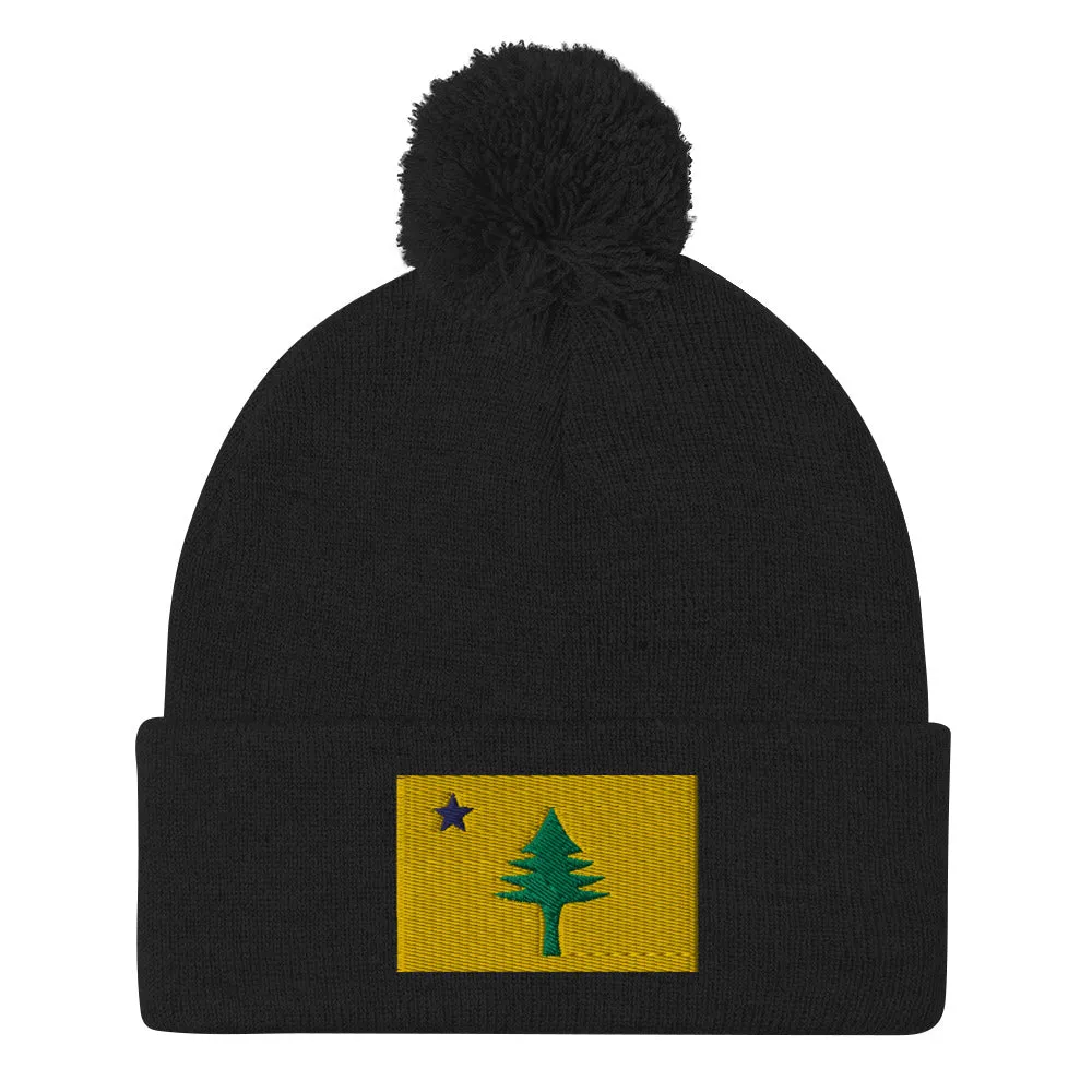 1901 Maine State Flag Winter Hat Pom-Pom Beanie