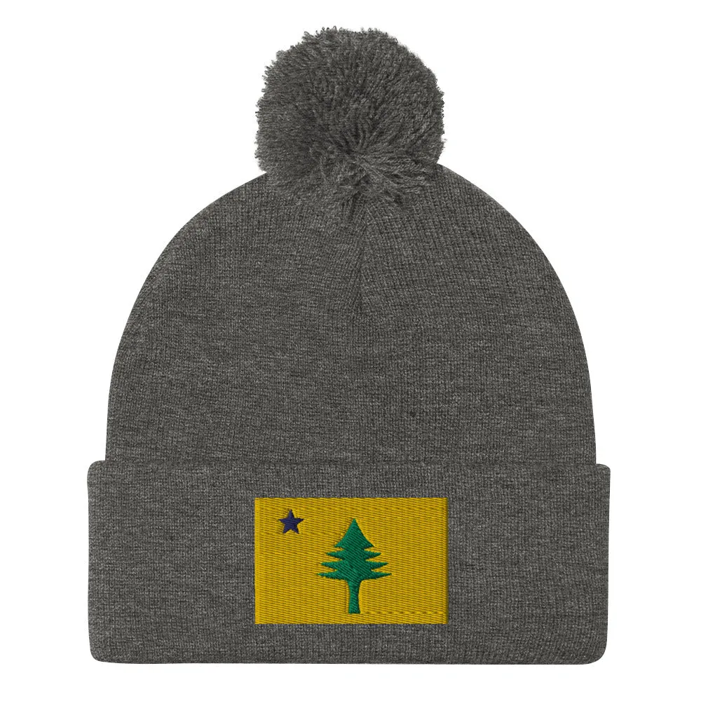 1901 Maine State Flag Winter Hat Pom-Pom Beanie