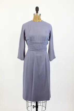 1950s PERIWINKLE wool wiggle dress small | new fall