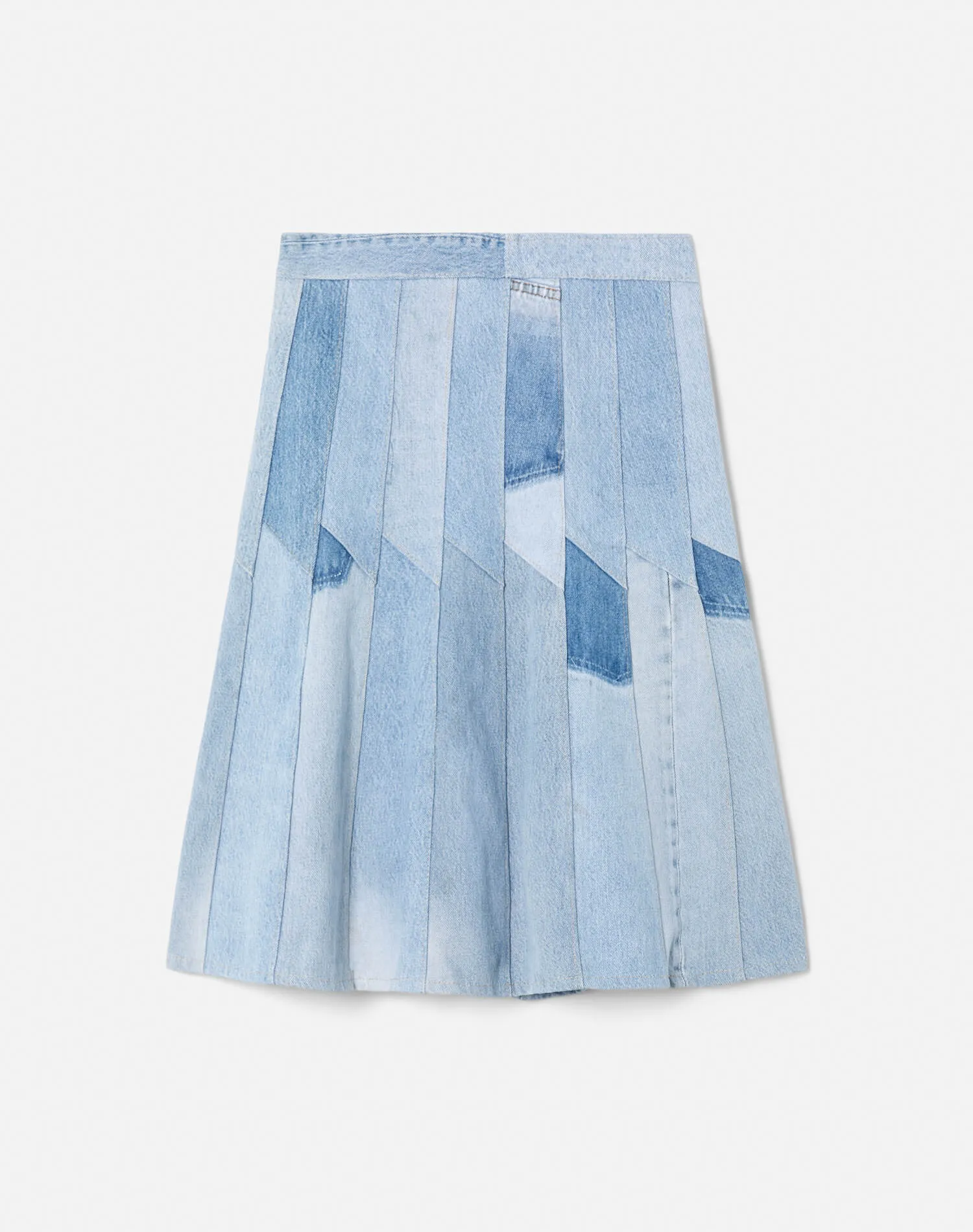 80s Patchwork Midi Denim Skirt