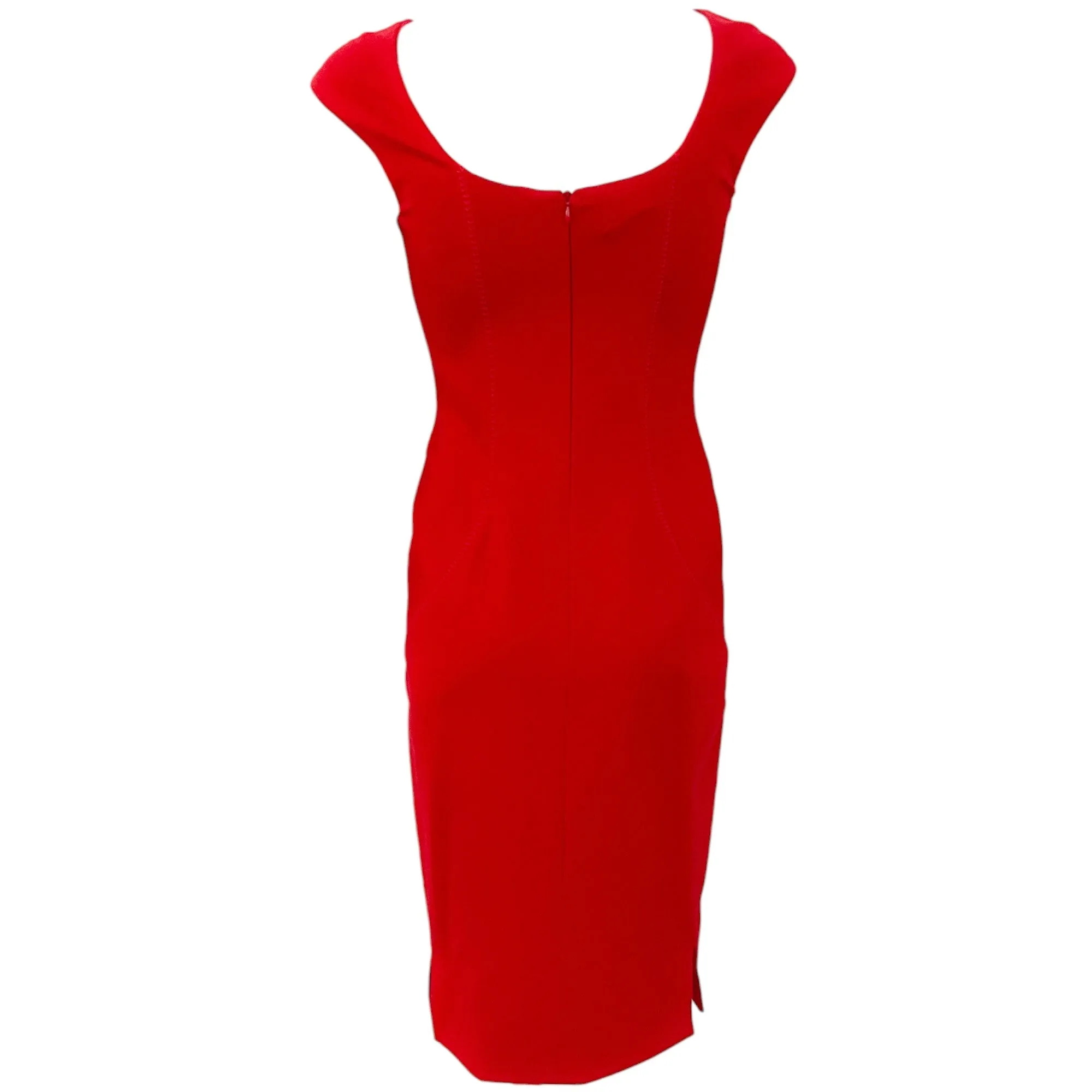 Akris Punto Red Cap Sleeve Dress with Stitching