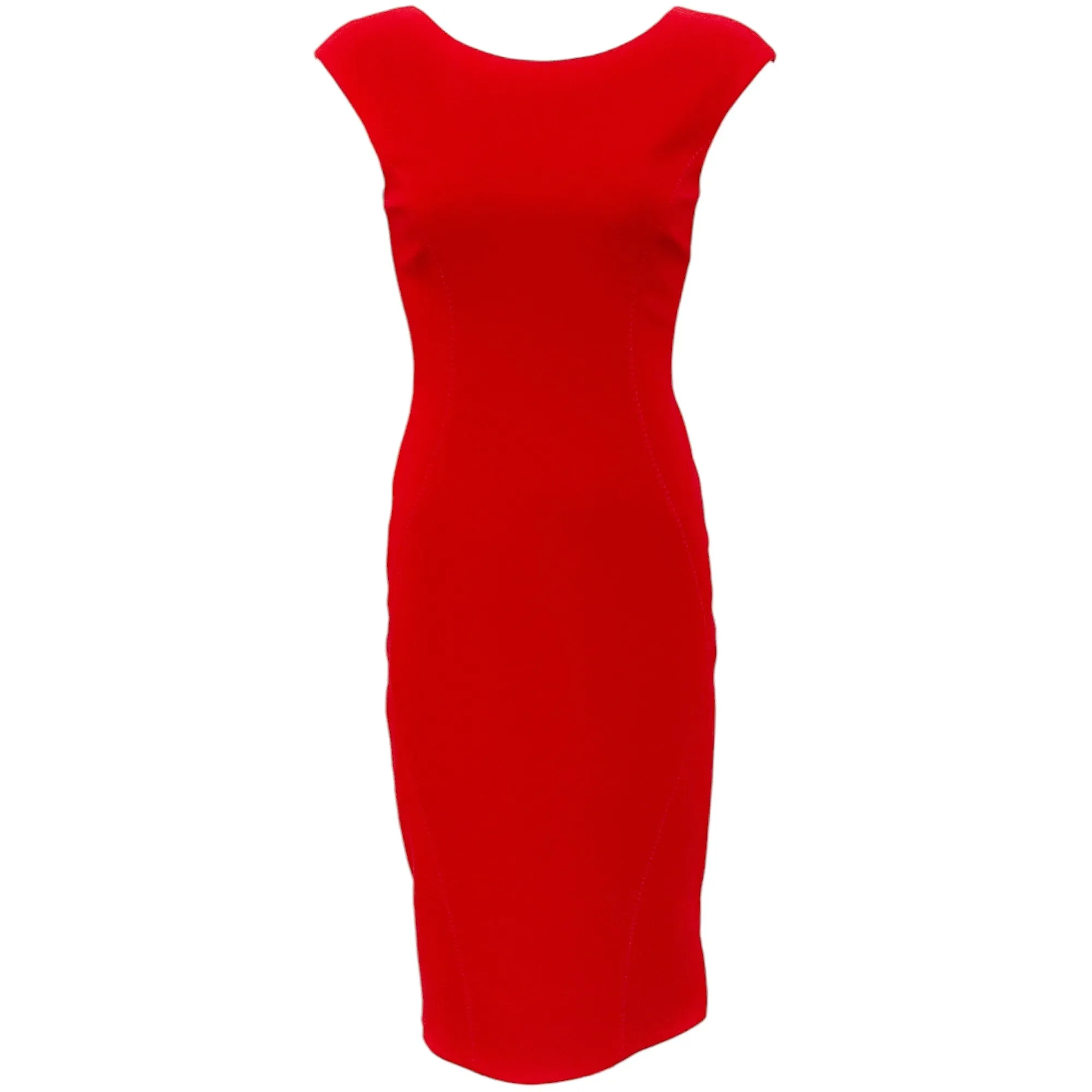 Akris Punto Red Cap Sleeve Dress with Stitching