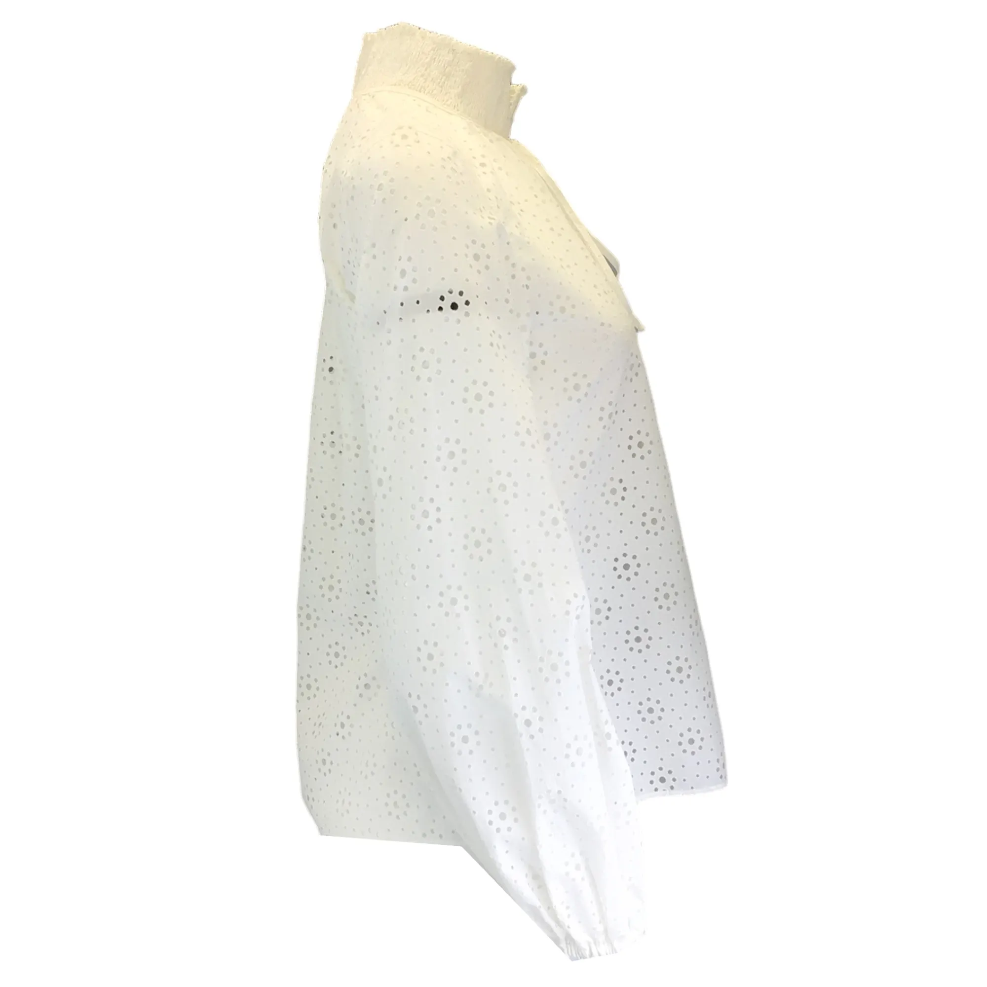 Akris Punto White Long Sleeved Eyelet Cotton Blouse