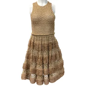 Alaia Gold Metallic Ruffle Sleeveless Dress