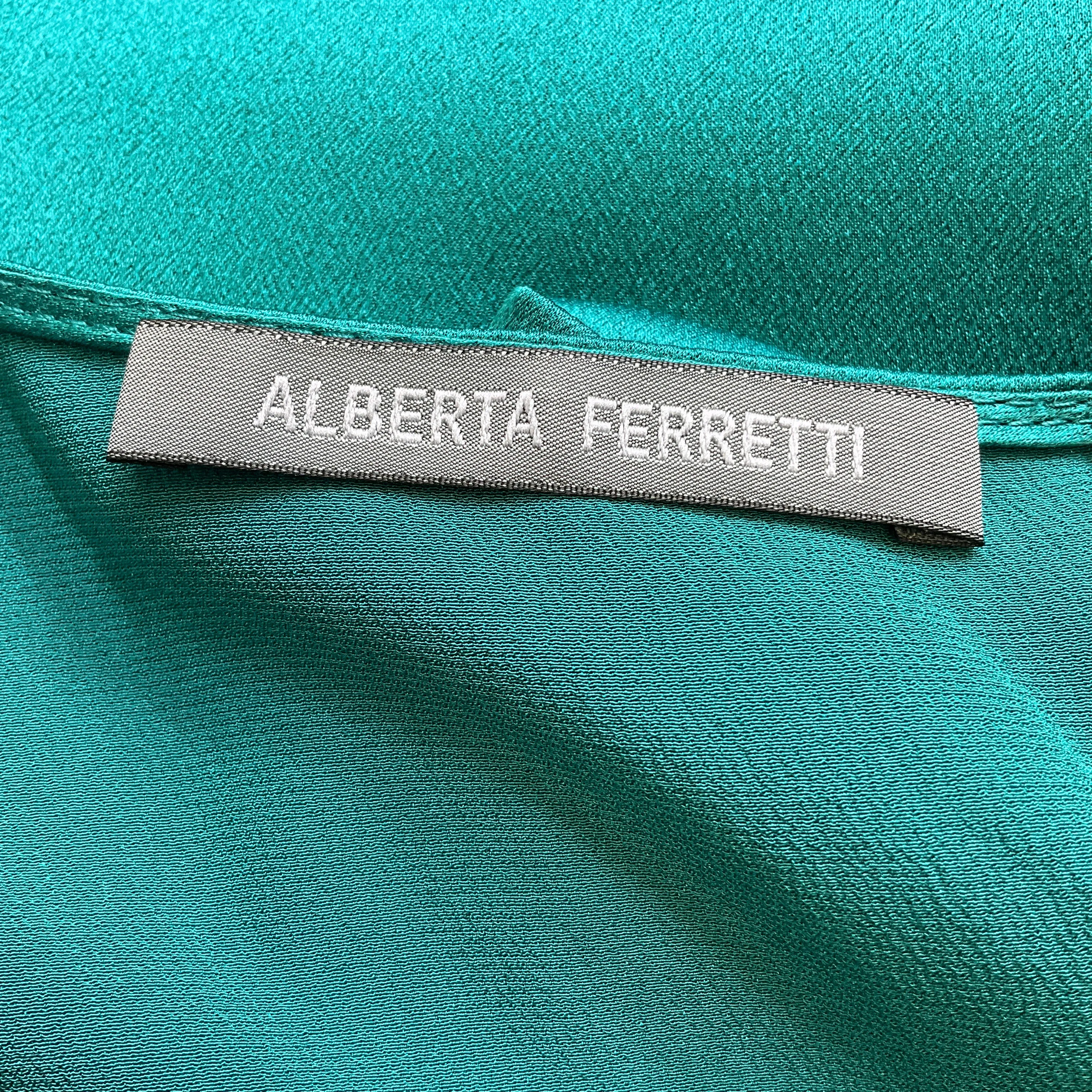 Alberta Ferretti Teal Asymmetric Silk Dress