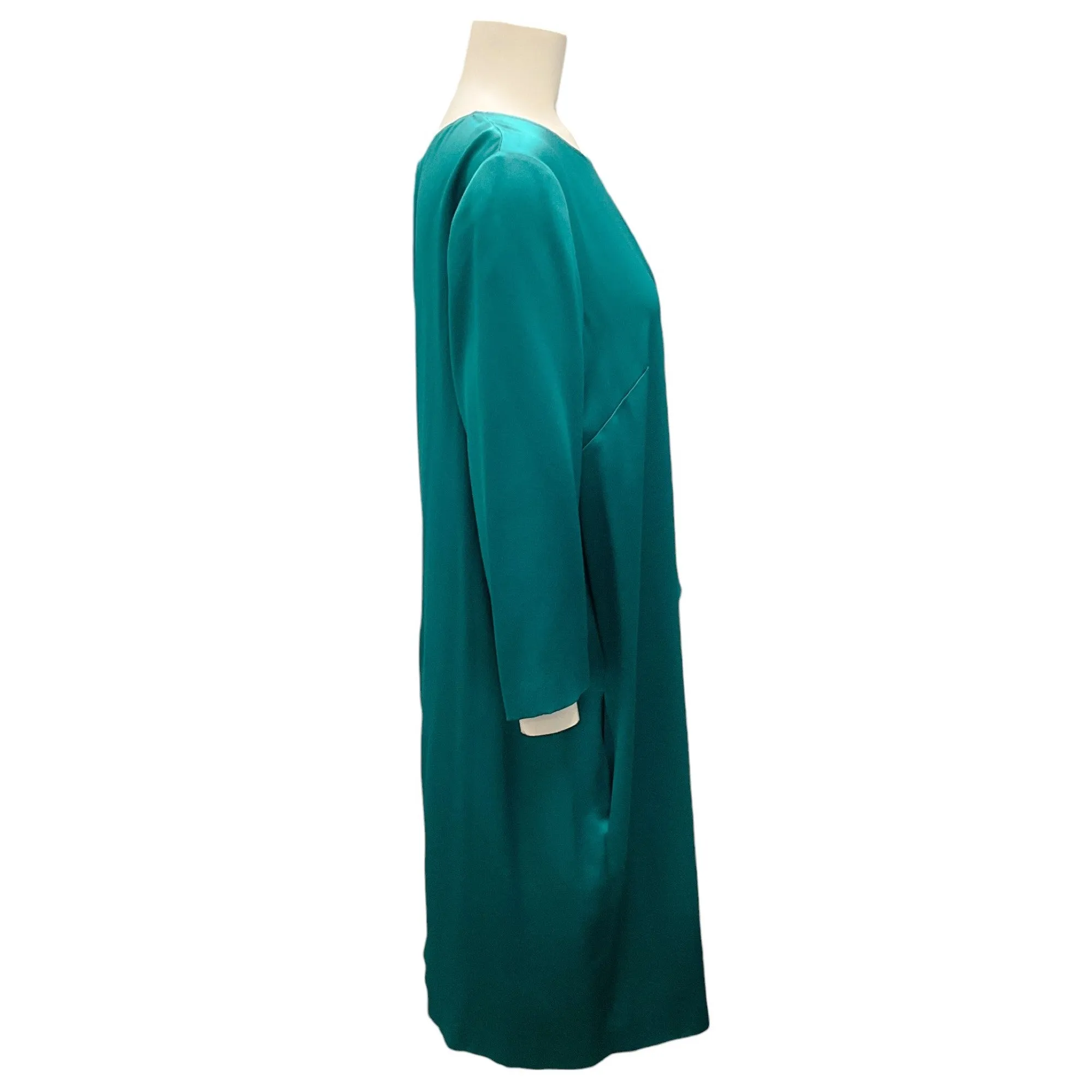 Alberta Ferretti Teal Asymmetric Silk Dress