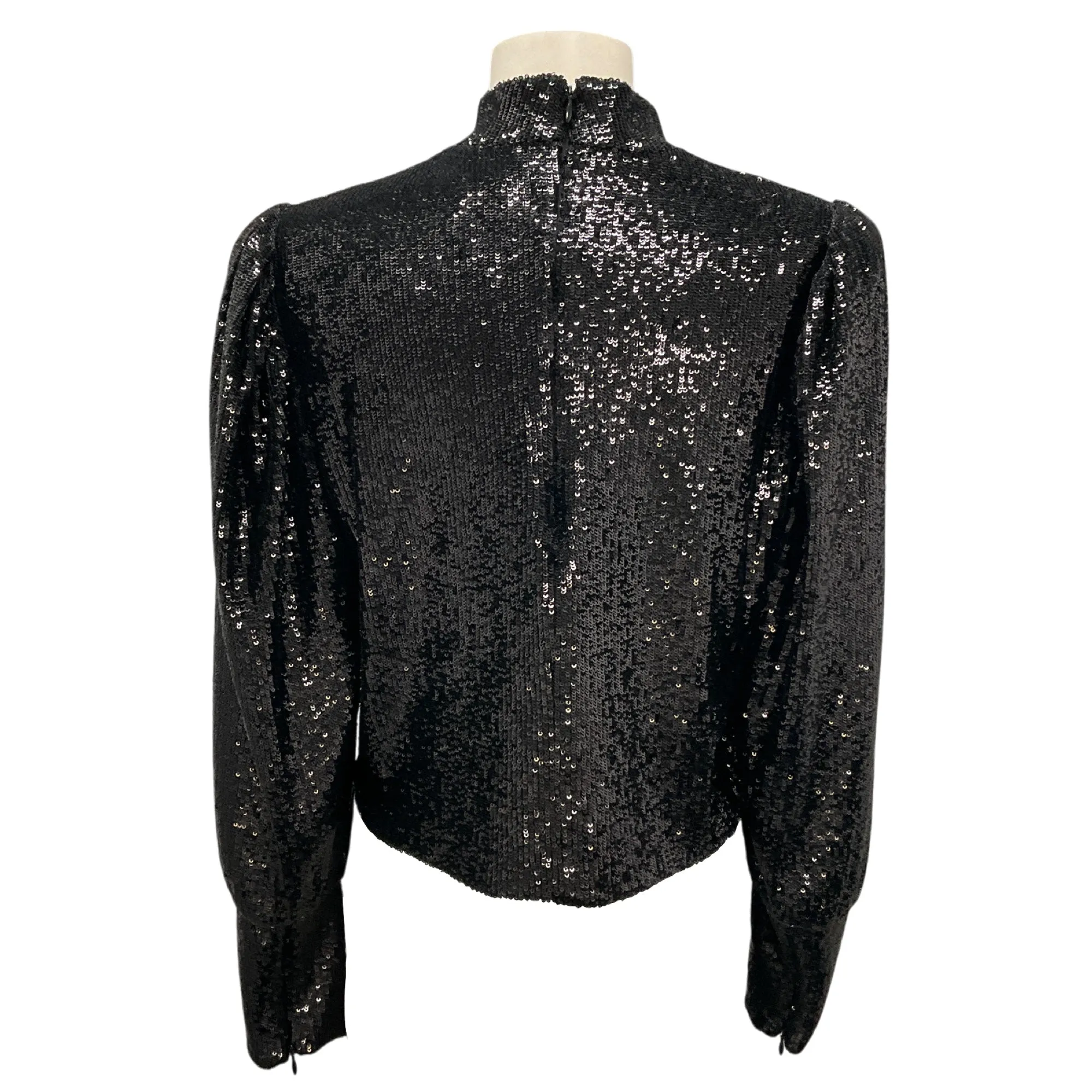 A.L.C. Black Margaret Sequin High Neck Blouse