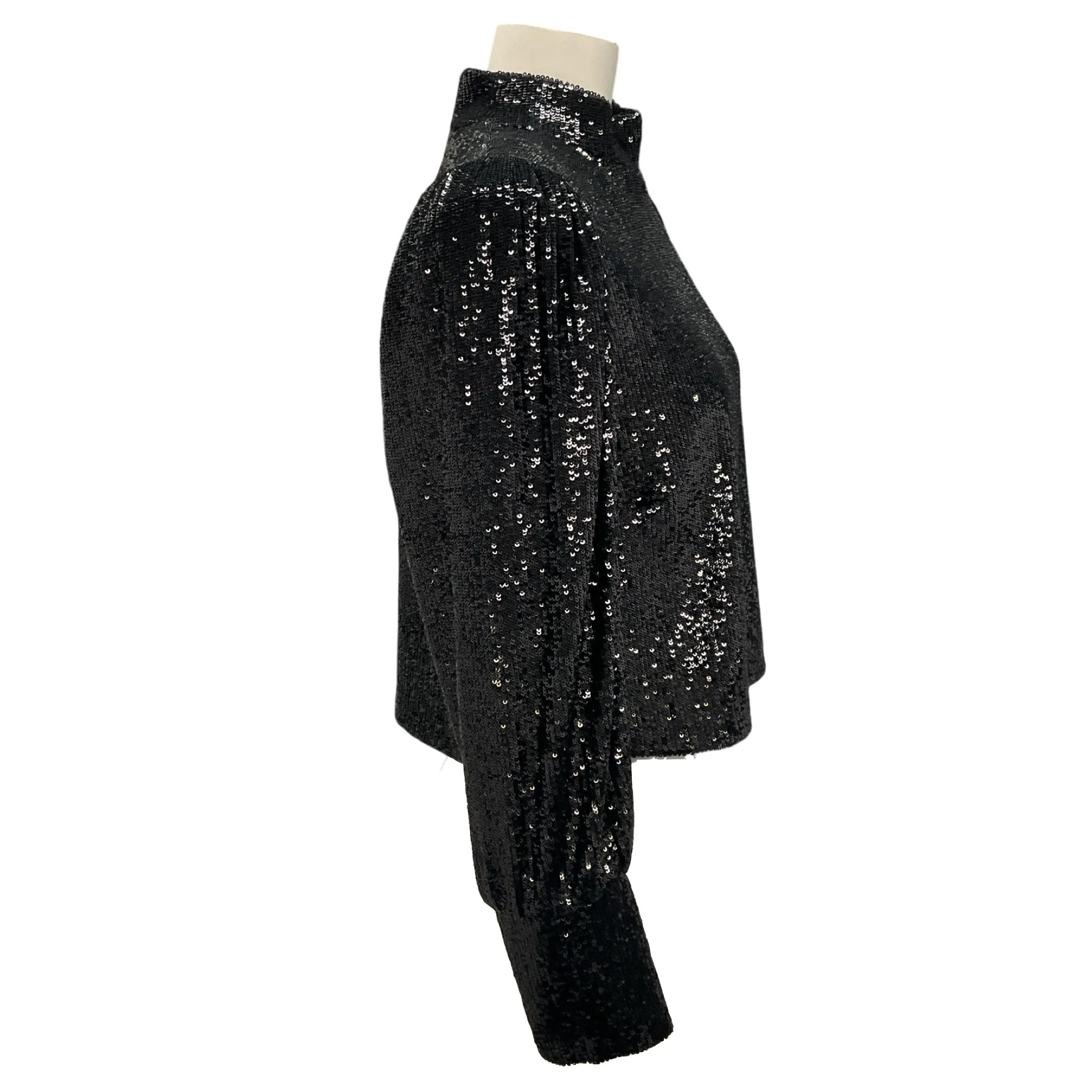 A.L.C. Black Margaret Sequin High Neck Blouse