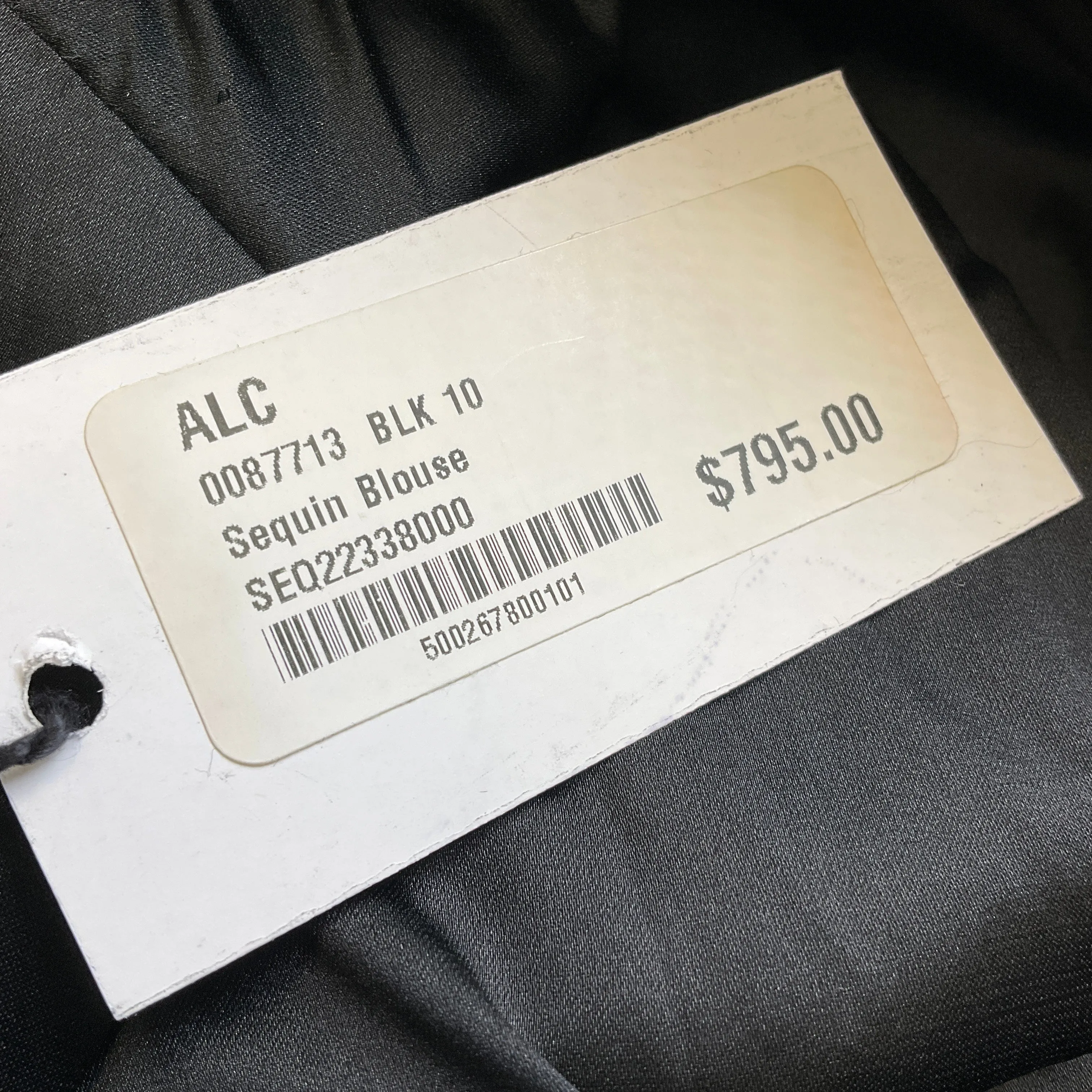 A.L.C. Black Margaret Sequin High Neck Blouse