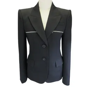 Alexander McQueen Black 2023 Zipper Detail Wool Blazer