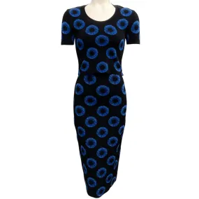 Alexander McQueen Black / Blue Iris Jacquard Knit Skirt and Top Set