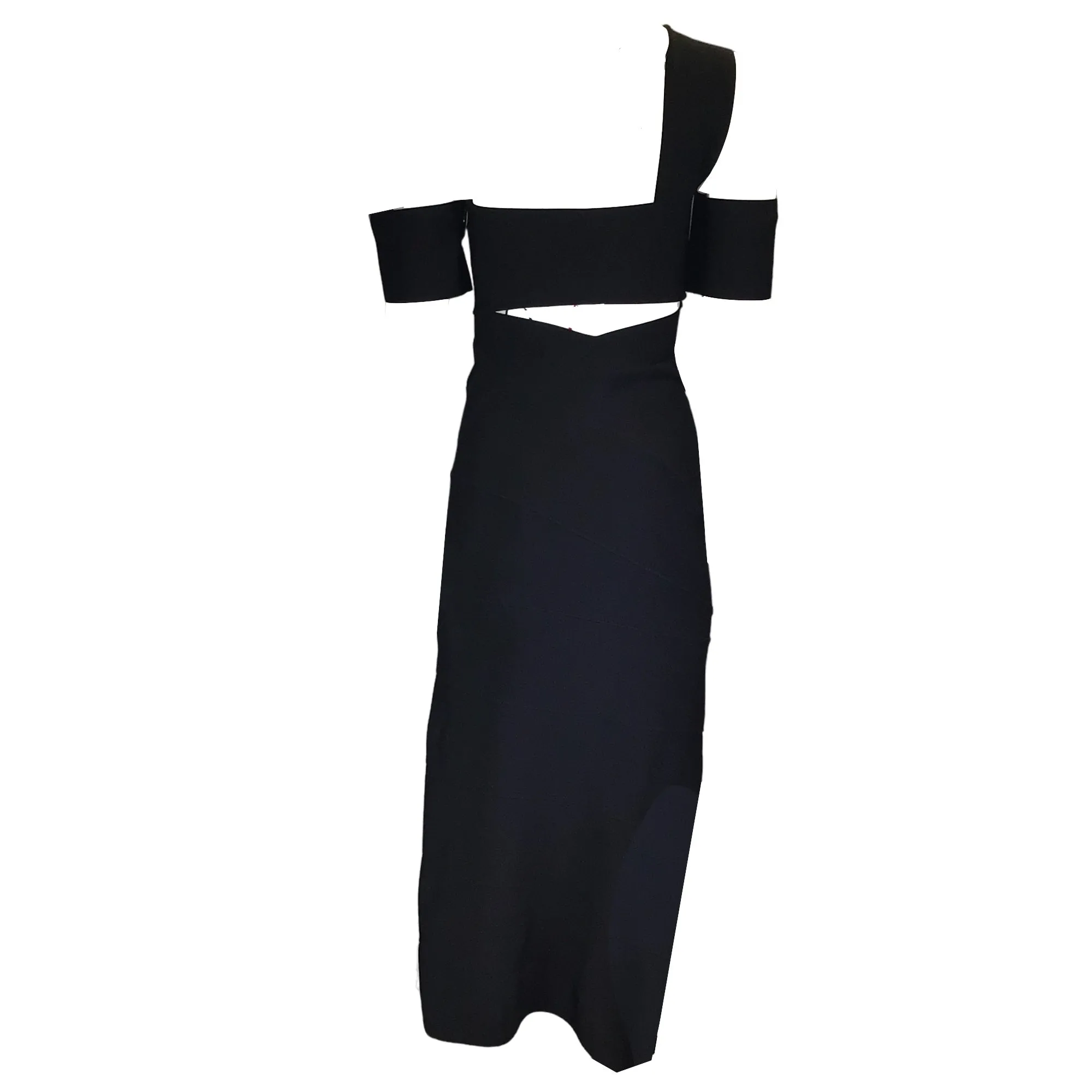 Alexander McQueen Black Cut-Out Detail One Shoulder Bandage Midi Dress