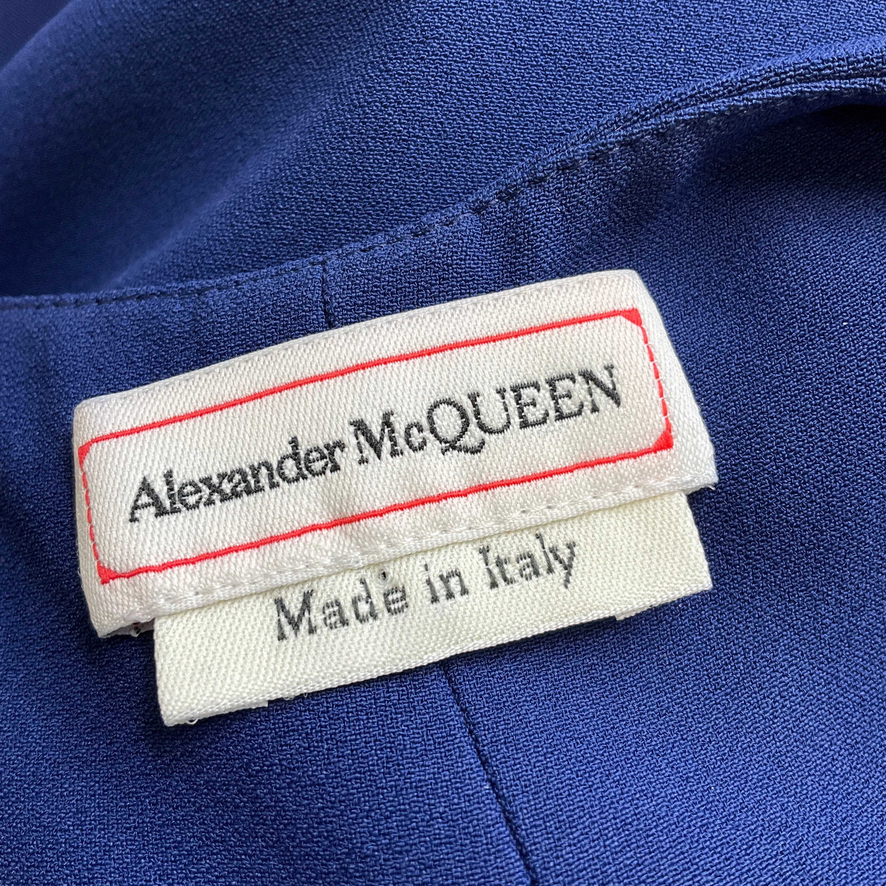 Alexander McQueen Blue 2022 Draped Spaghetti Strap Long Dress