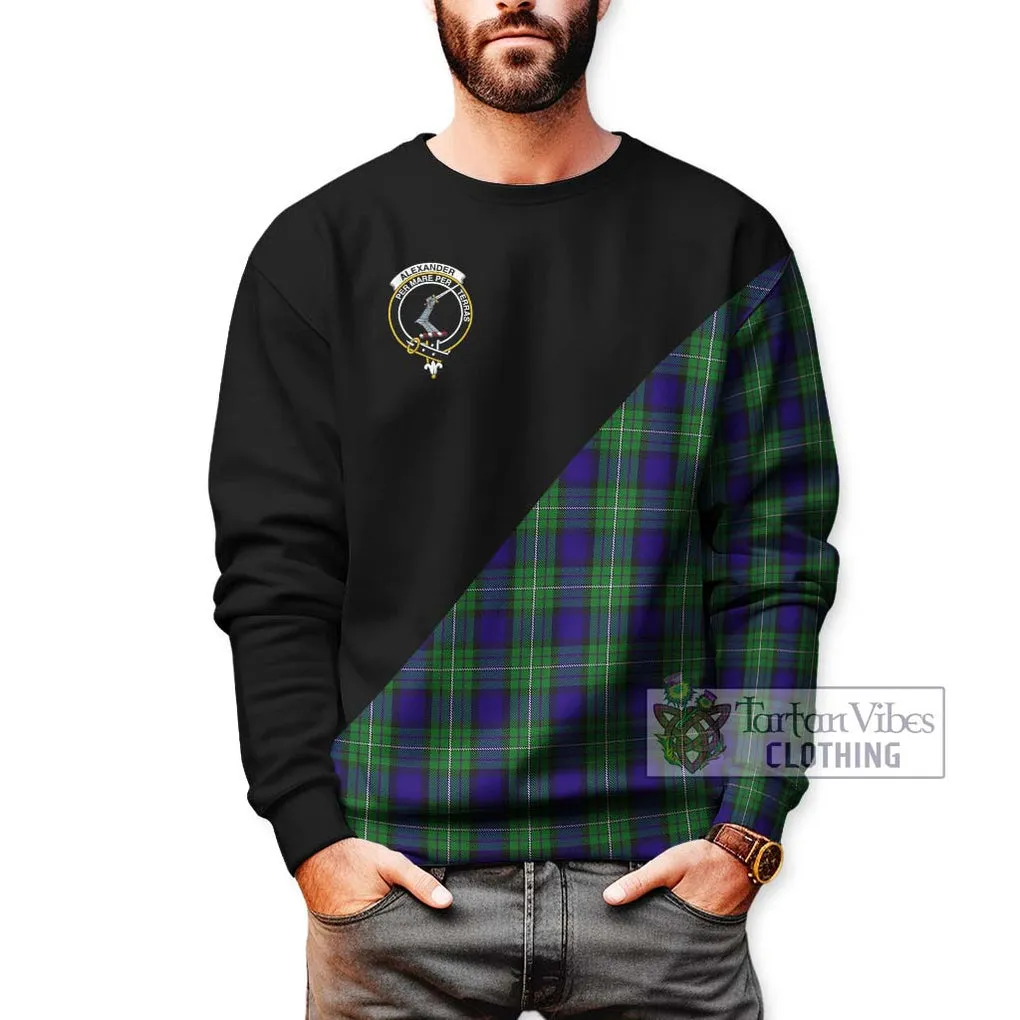 Alexander Tartan Sweatshirt with Family Crest and Military Logo Style