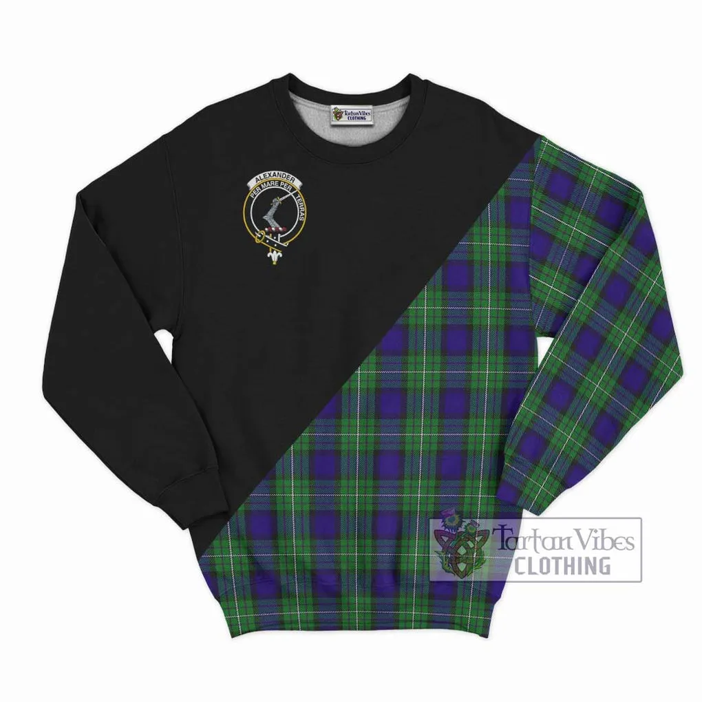 Alexander Tartan Sweatshirt with Family Crest and Military Logo Style