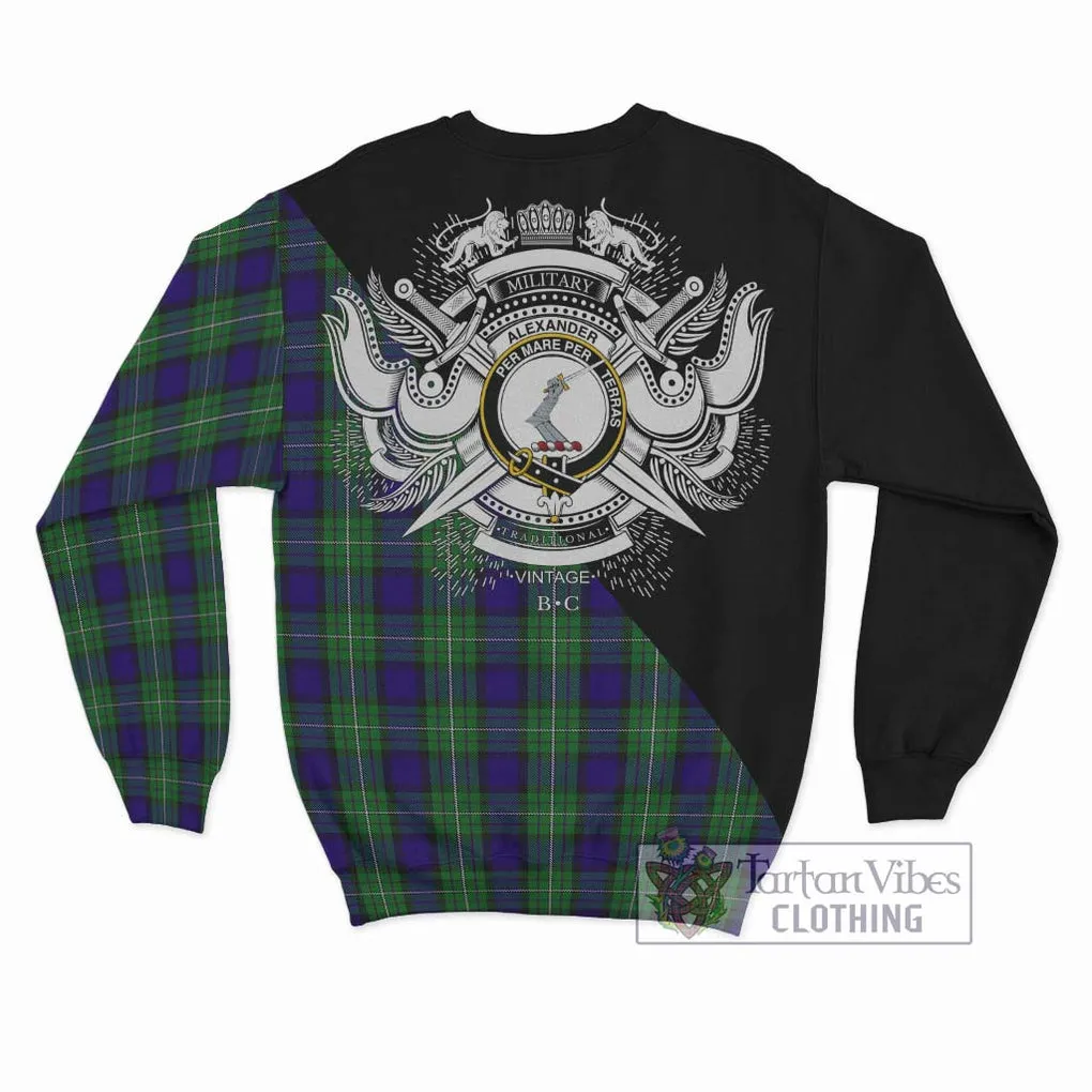 Alexander Tartan Sweatshirt with Family Crest and Military Logo Style