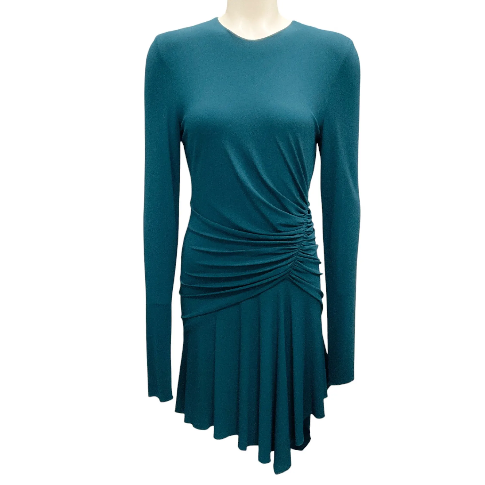 Alexandre Vauthier Dark Green Long Sleeved Stretch Viscose Crepe Dress