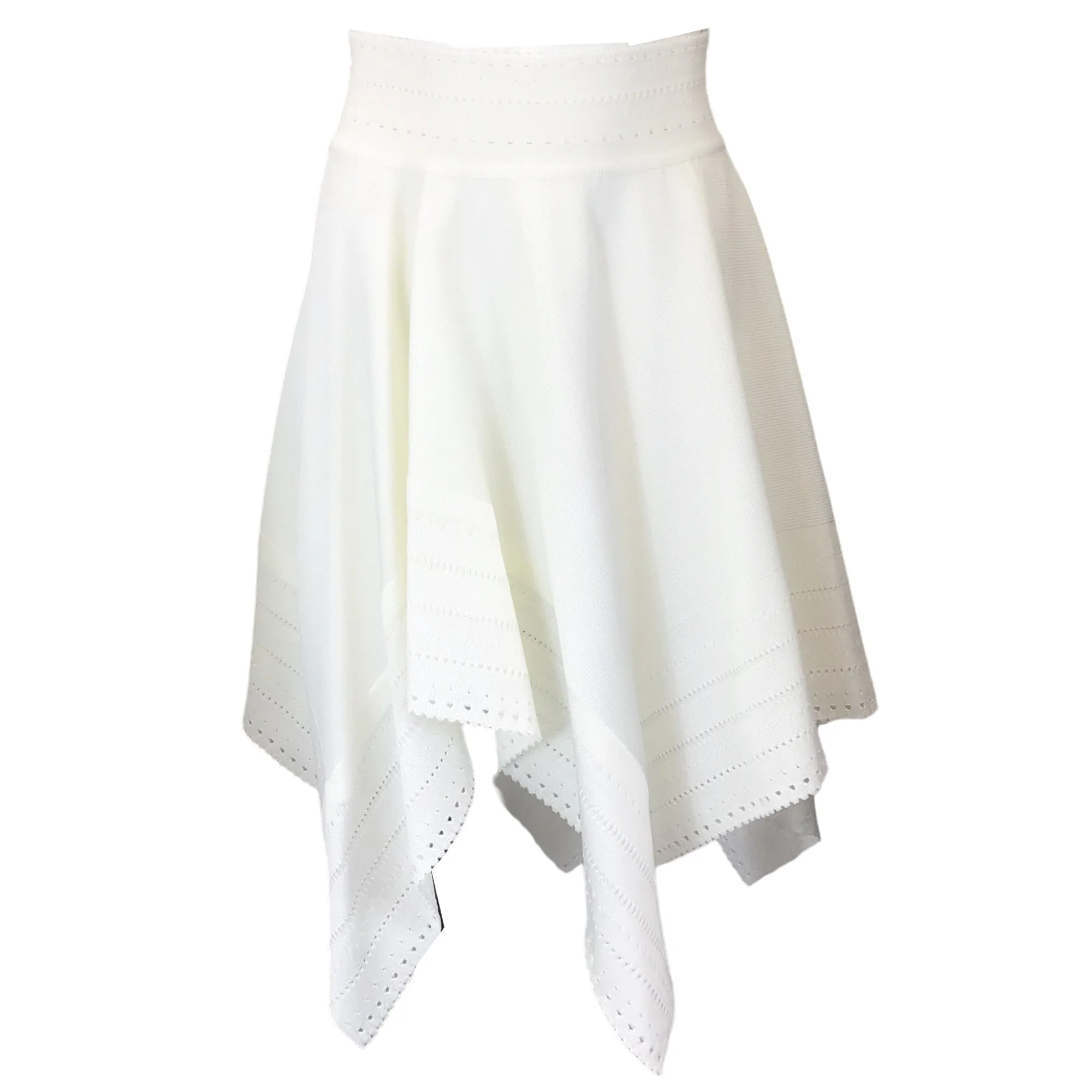 Alexandre Vauthier White Asymmetric Hem Stretch Knit Skirt