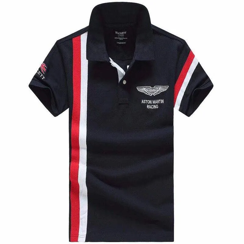 Aston Martin Racing (AMR) Small Logo Short Sleeve Polo Shirt Navyblue