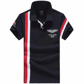 Aston Martin Racing (AMR) Small Logo Short Sleeve Polo Shirt Navyblue