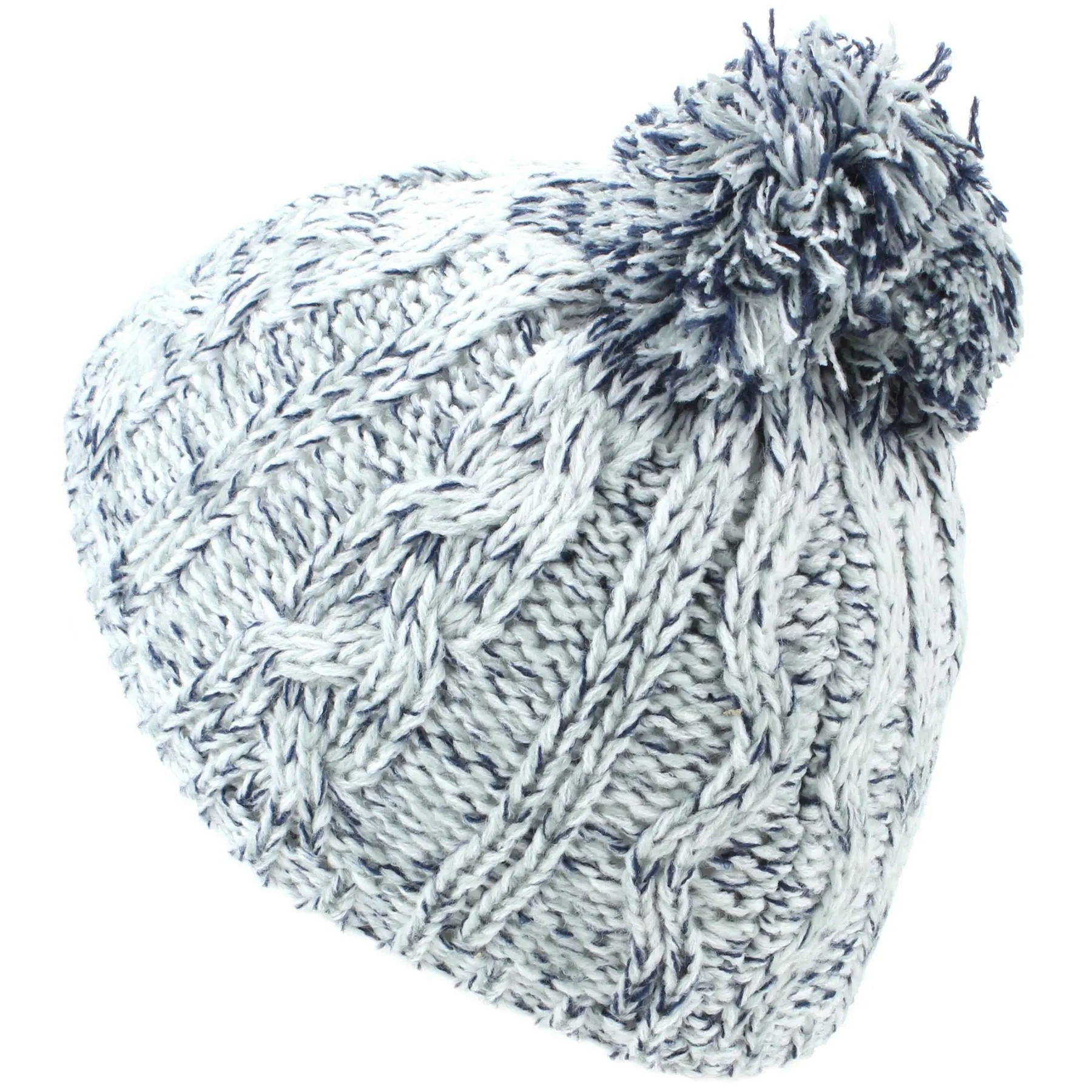 Babies Chunky Knit Bobble Beanie Hat - Off White