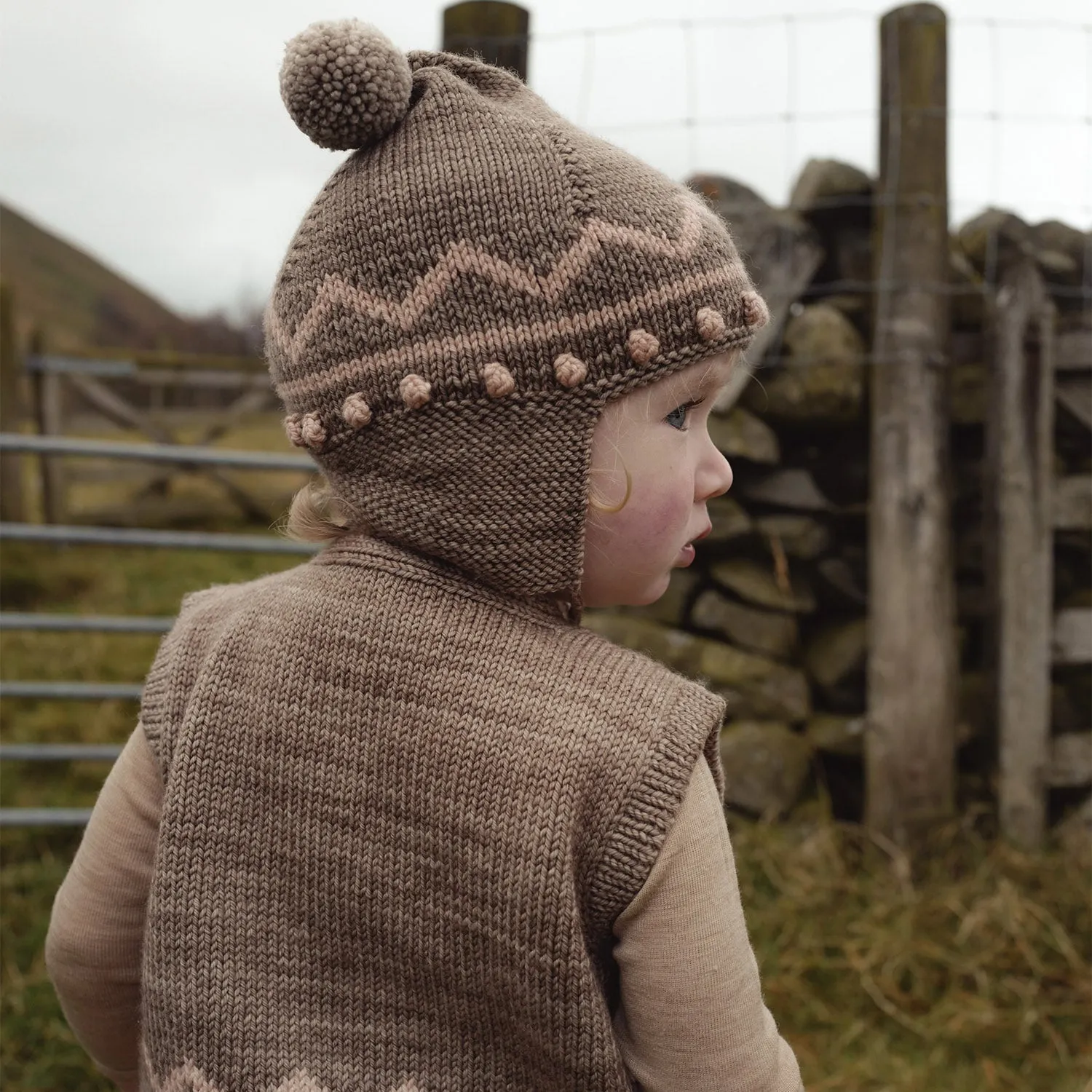 Baby & Kids Hand Knit Merino Wool Zig Zag Pointy Peak Hat - Brut/Faded Rose