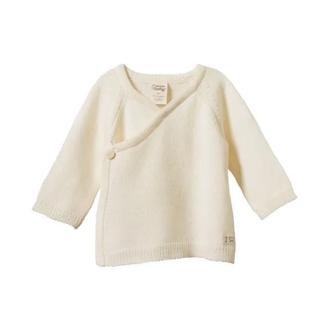 Baby Kimono Jacket - 100% Organic Merino - Natural (0-12m)