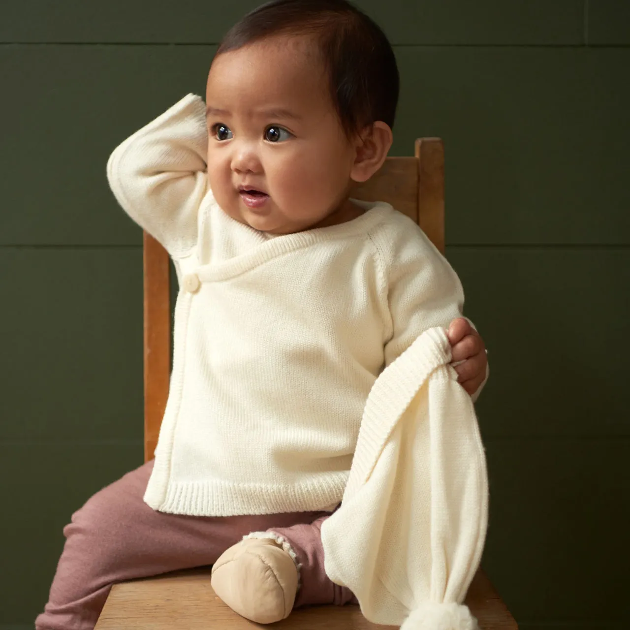 Baby Kimono Jacket - 100% Organic Merino - Natural (0-12m)