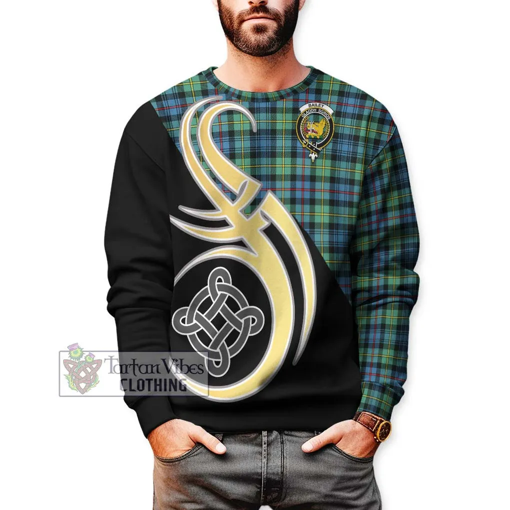 Bailey Ancient Tartan Sweatshirt with Family Crest and Celtic Symbol Style