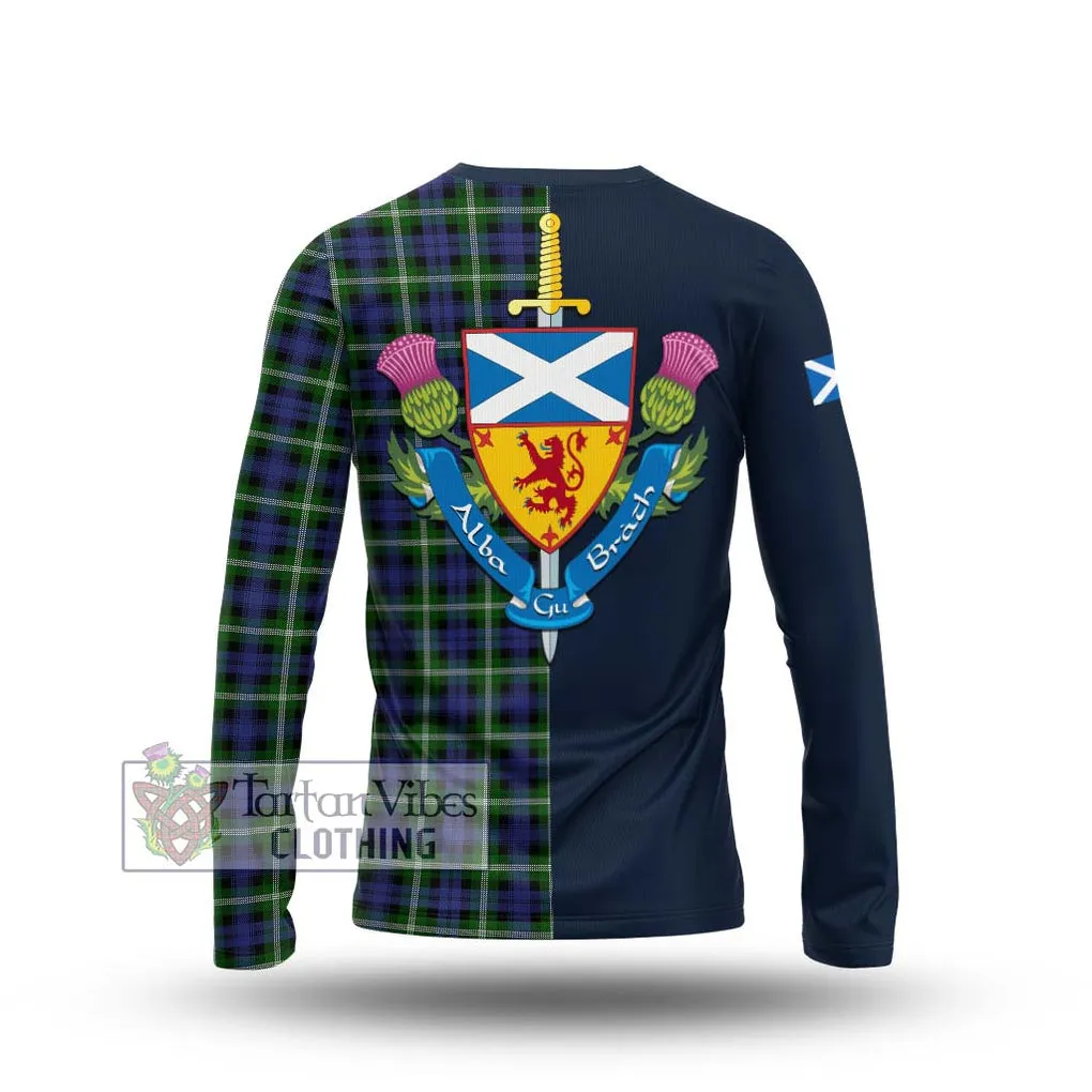 Baillie (Bailey) Tartan Long Sleeve T-Shirt Alba with Scottish Lion Royal Arm Half Style