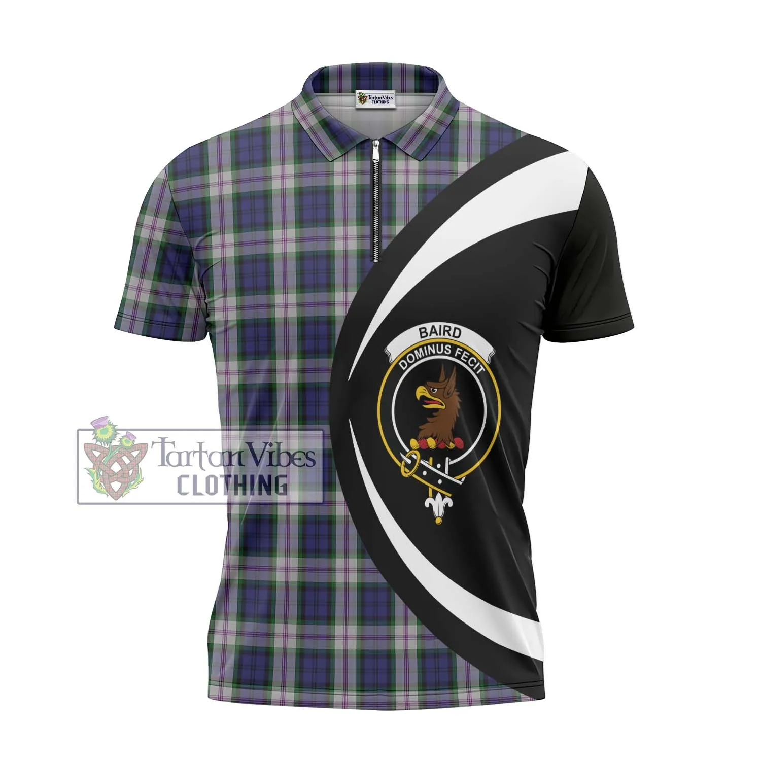 Baird Dress Tartan Zipper Polo Shirt with Family Crest Circle Style