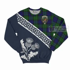 Bannatyne Tartan Sweatshirt Featuring Thistle and Scotland Map