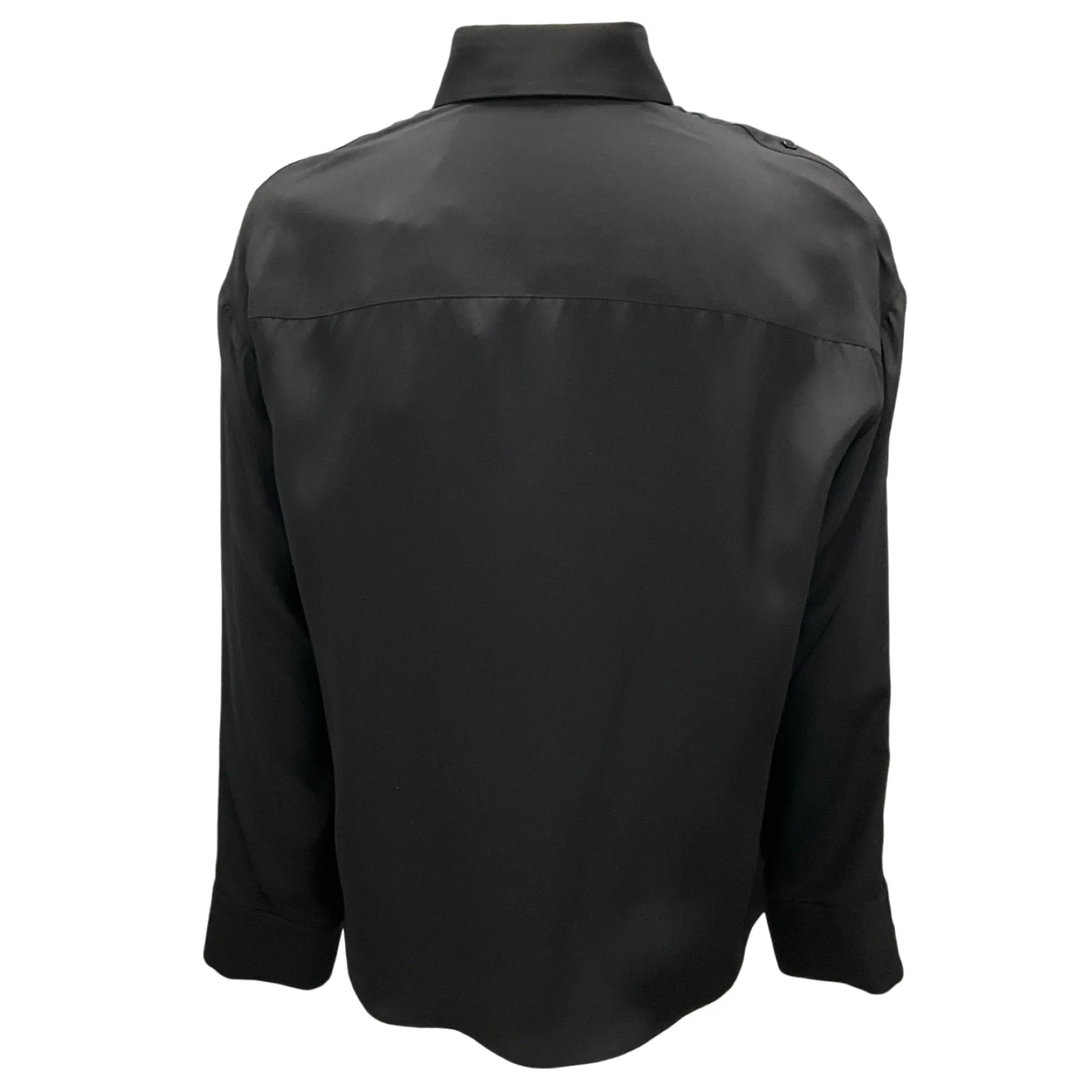 Barbara Bui Black Button Sleeve Silk Shirt