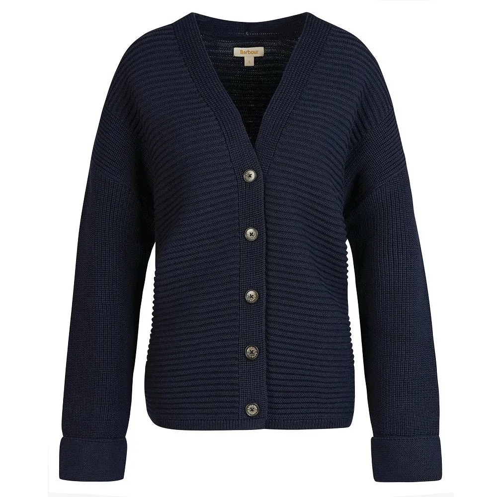 Barbour Stitch Guernsey Button Cardigan In Navy