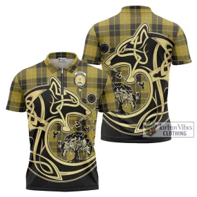 Barclay Dress Tartan Zipper Polo Shirt with Family Crest Celtic Wolf Style