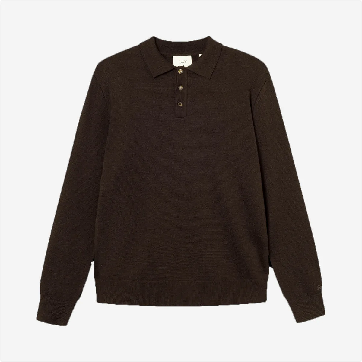 Base Merino Knit L/S Polo - Cold Brown