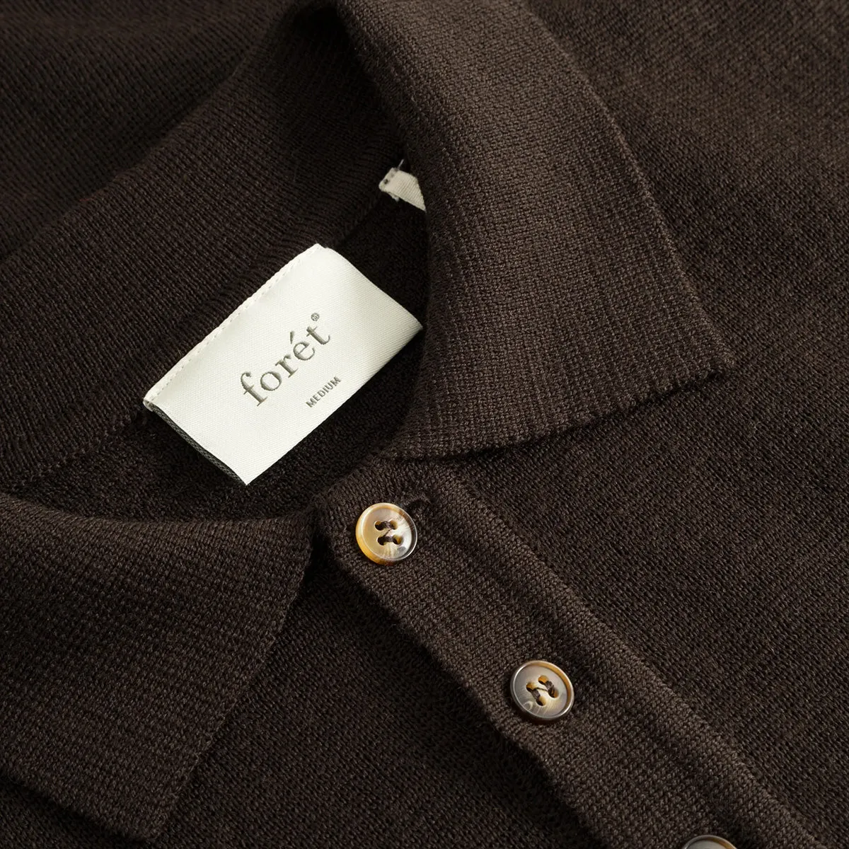 Base Merino Knit L/S Polo - Cold Brown