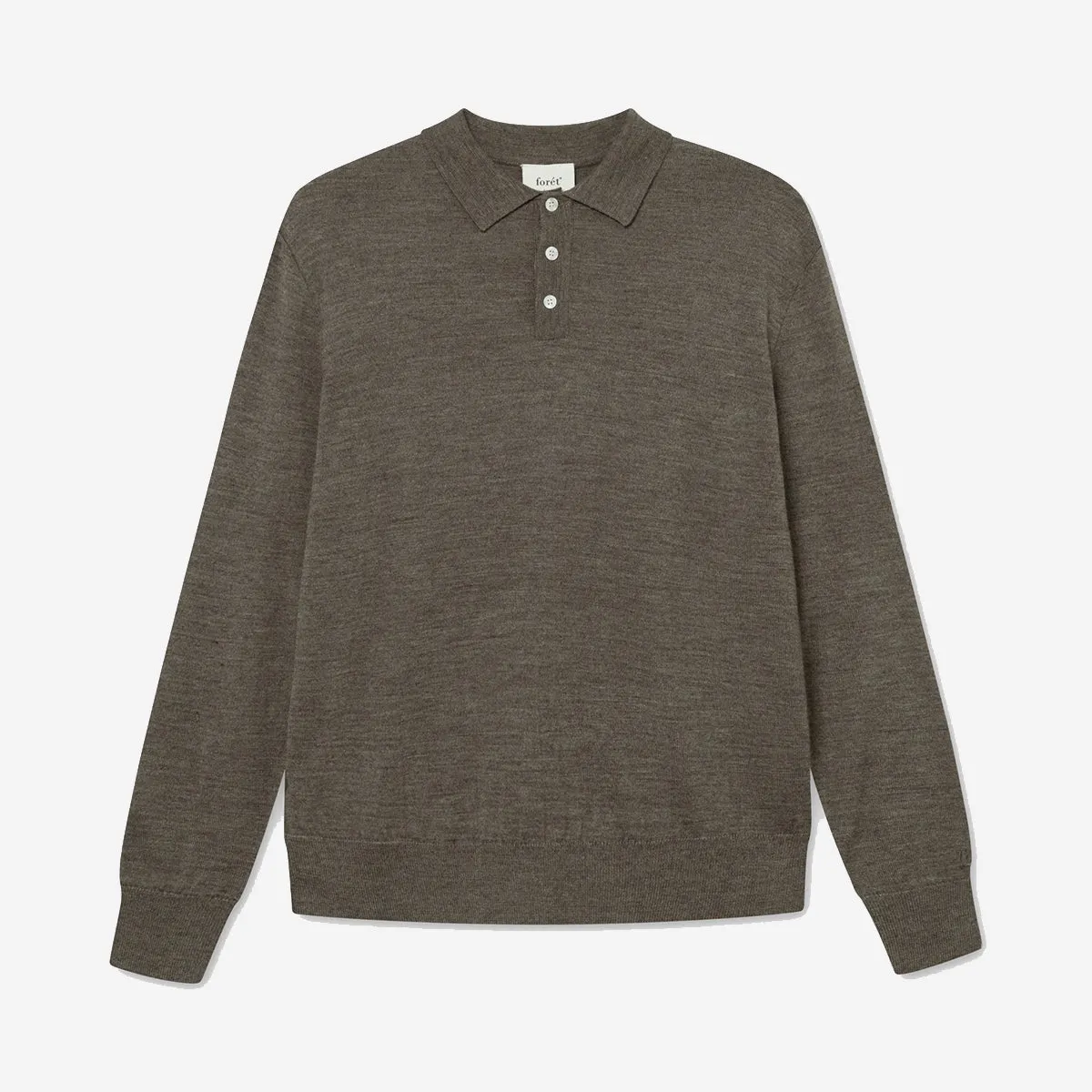 Base Merino Knit L/S Polo - Dark Grey Melange