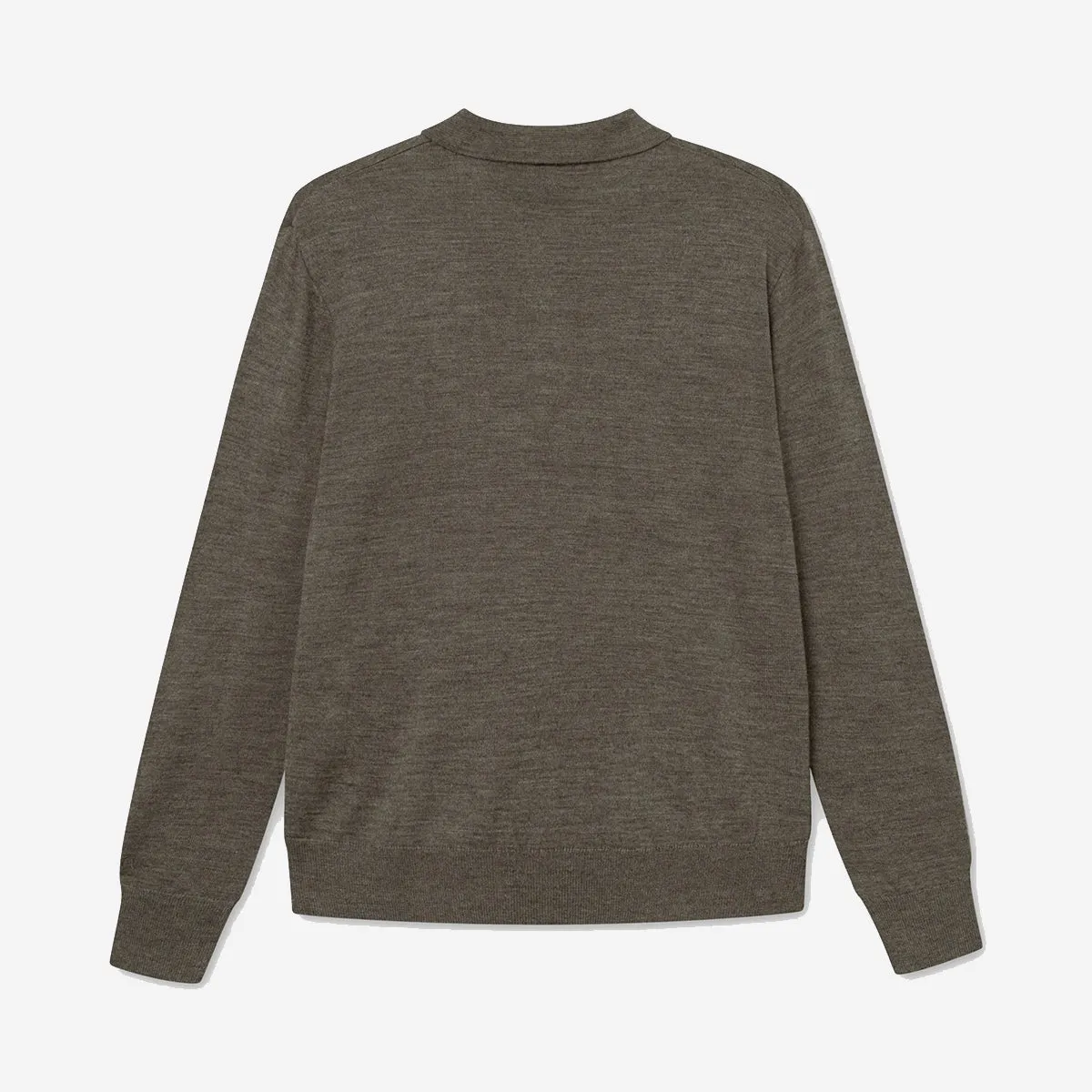 Base Merino Knit L/S Polo - Dark Grey Melange