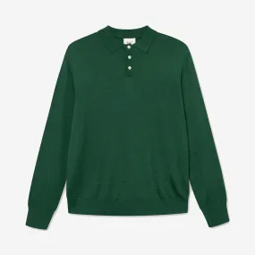 Base Merino Knit L/S Polo - Green