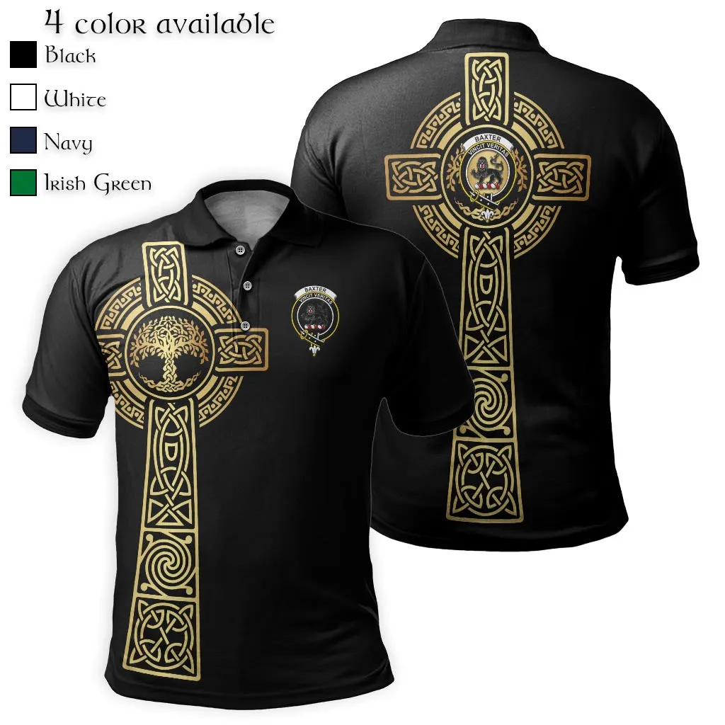 Baxter Clan Polo Shirt with Golden Celtic Tree Of Life