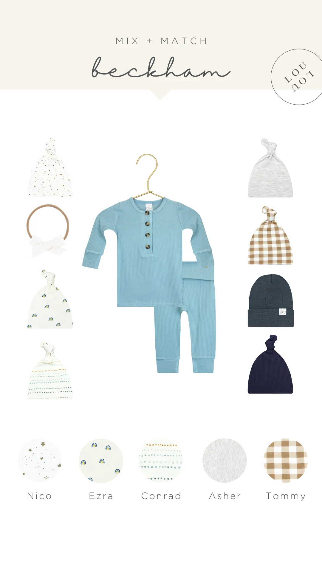 Beckham Ribbed Newborn Hat Bundle (Top   Bottom)