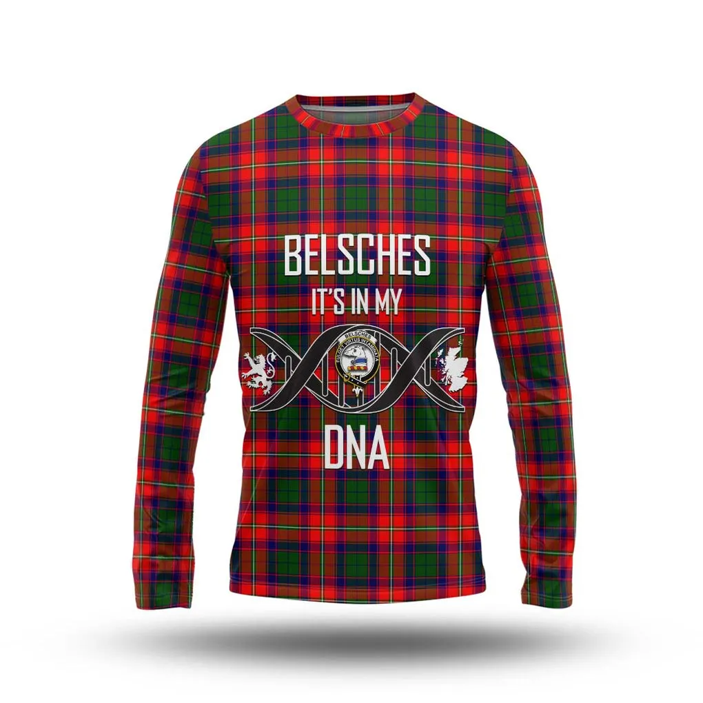 Belsches Tartan Long Sleeve T-Shirt with Family Crest DNA In Me Style