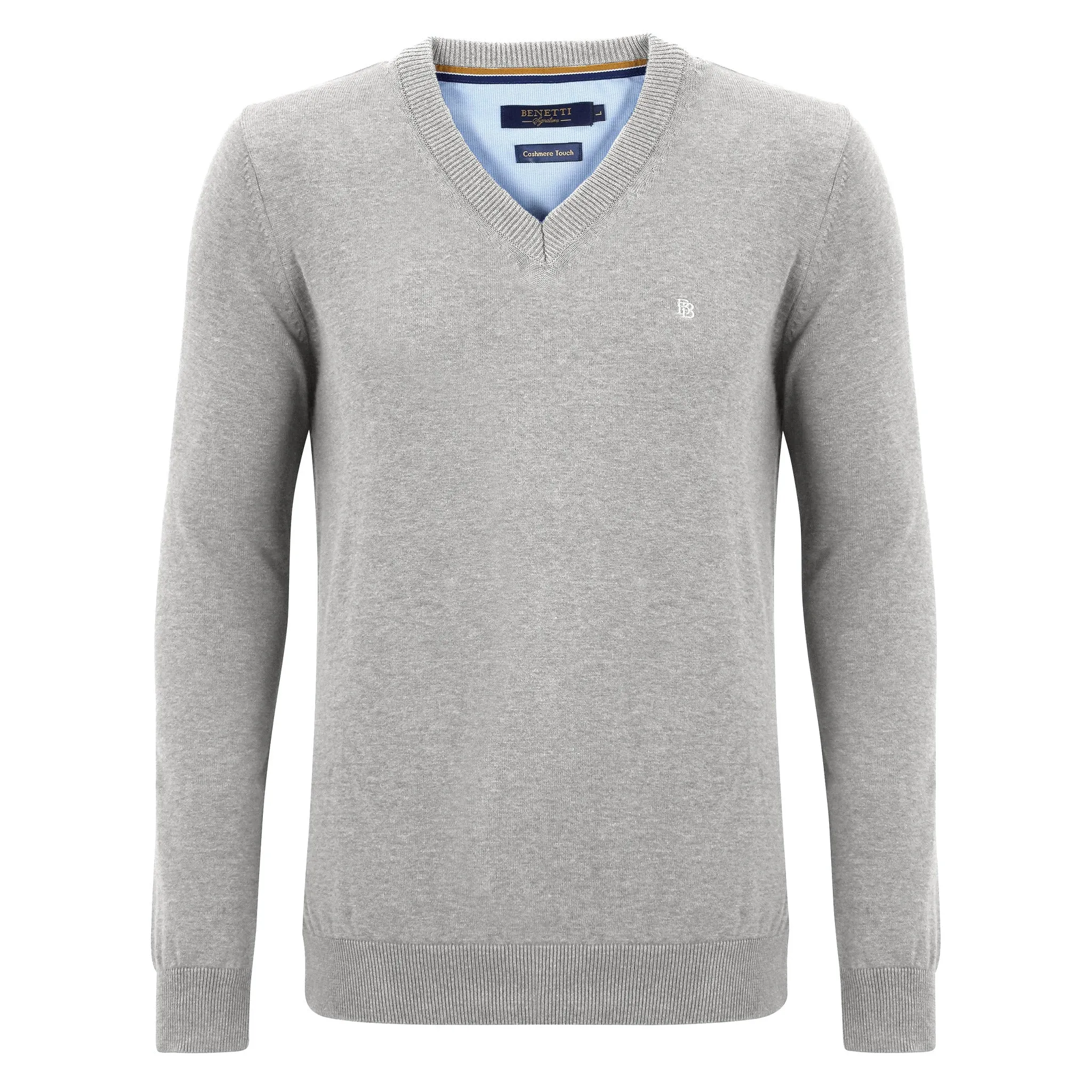 Benetti 100% Cotton V-Neck Knitwear - Silver