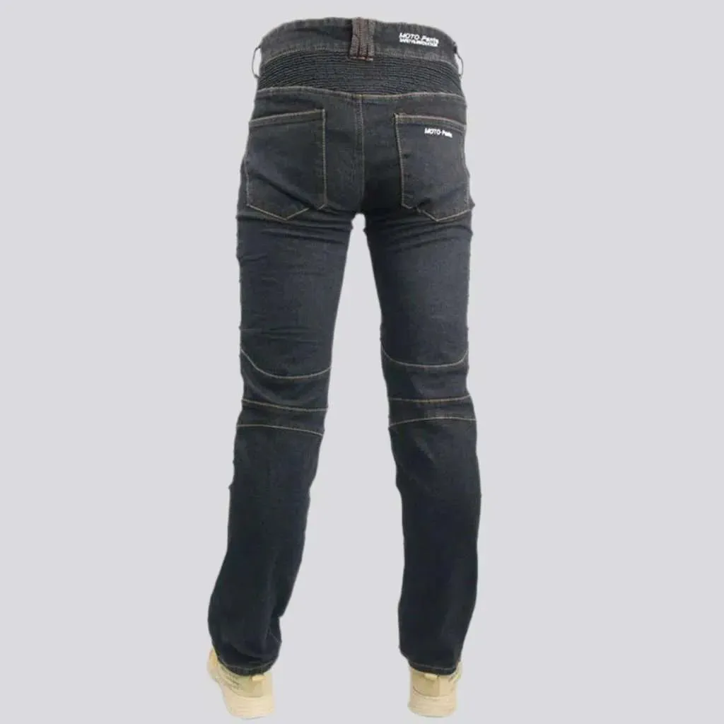 Biker men's mid-waist jeans