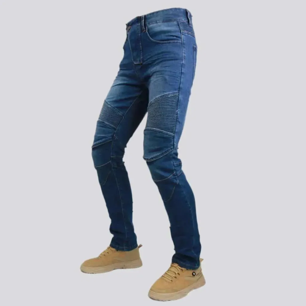 Biker men's mid-waist jeans