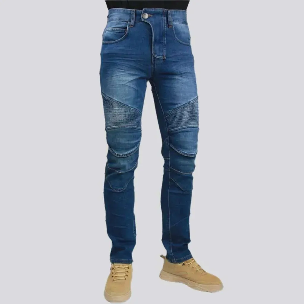 Biker men's mid-waist jeans